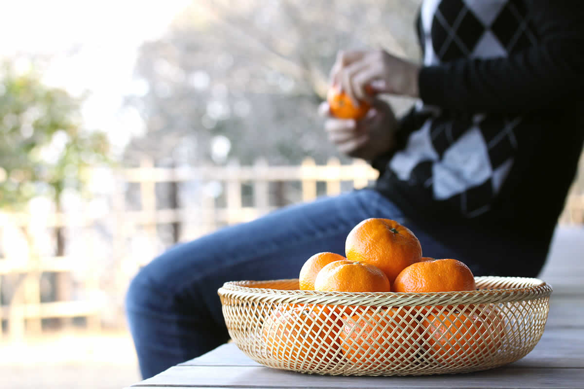 盛りかご（鉄鉢）,もりかご,竹カゴ,みかん