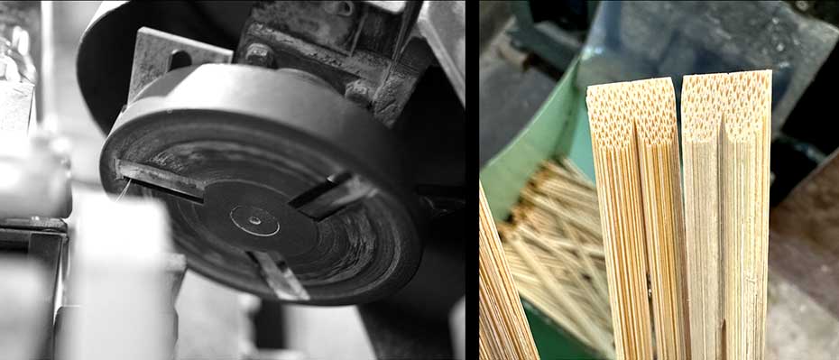 国産高級竹割り箸のてんそげ作業