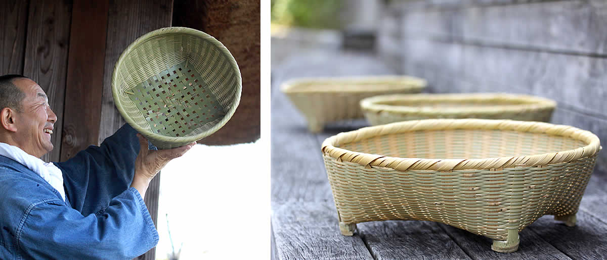 伝統の技が光る淡竹椀かご