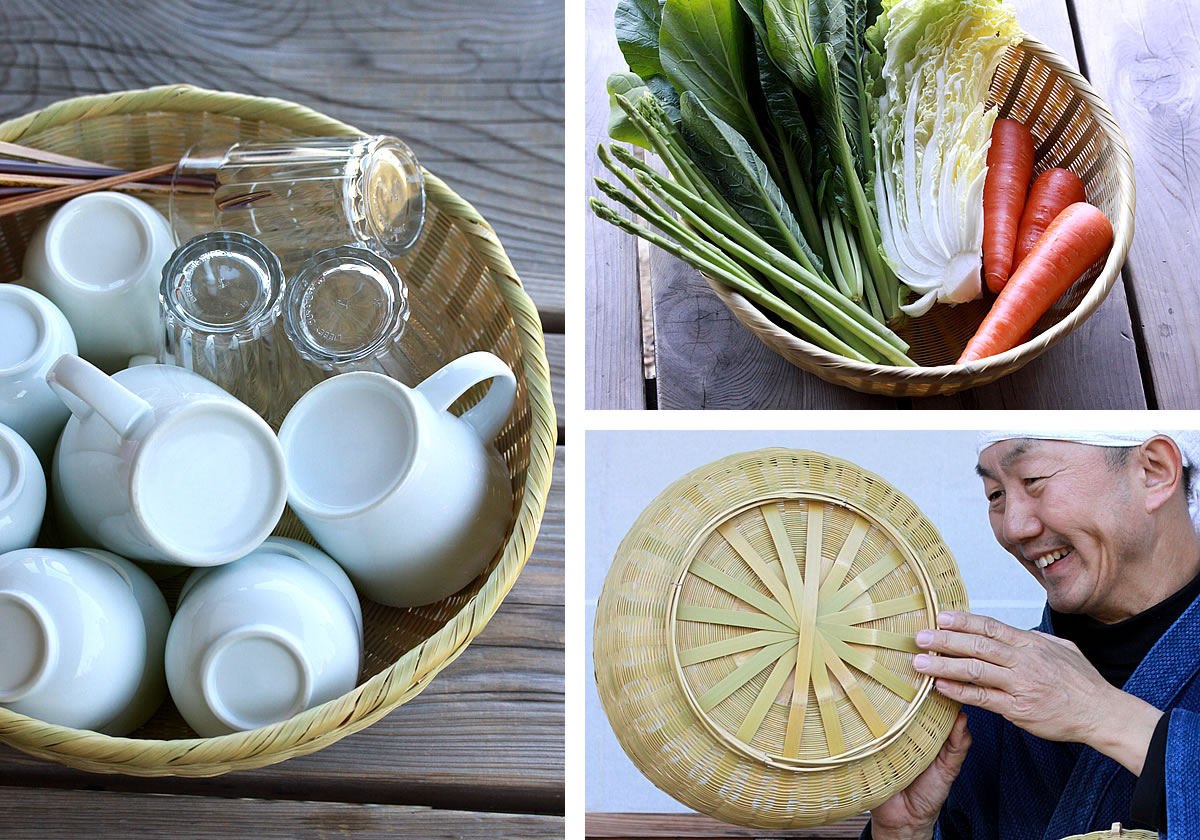 丸輪足付き台所籠（特大）,水切りかご,野菜かご,食器かご