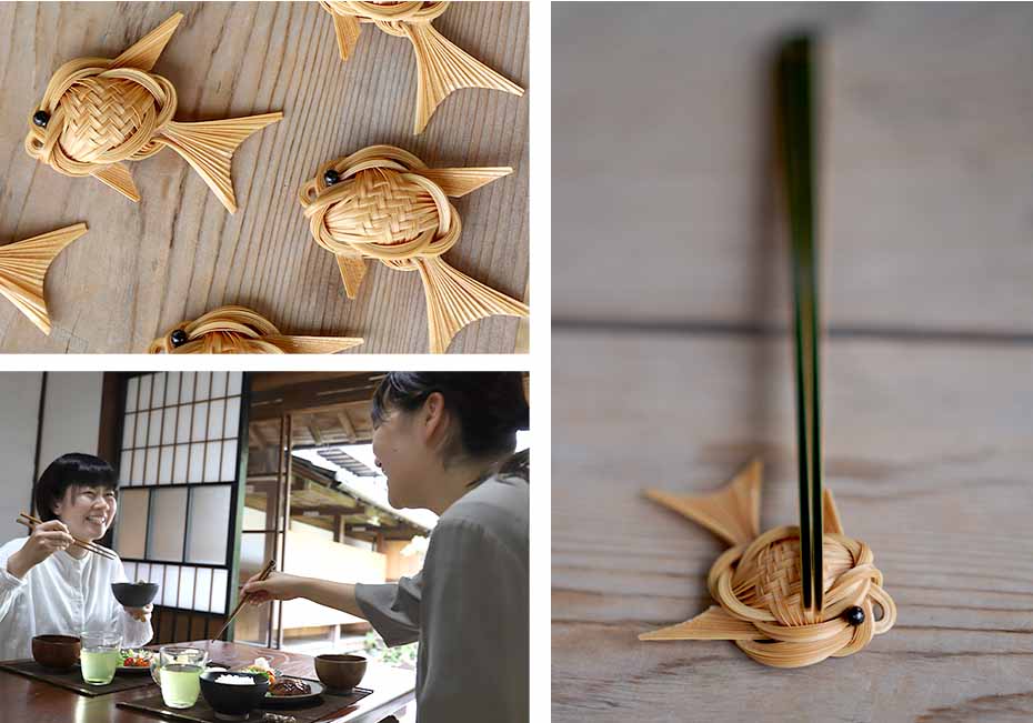 竹編み魚型箸置きは歴史のある竹細工