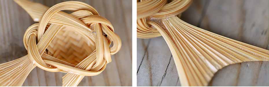 竹編み魚型箸置きの繊細な尾びれ