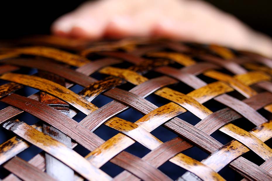 虎竹染フリーボックス（小判）の染め虎竹