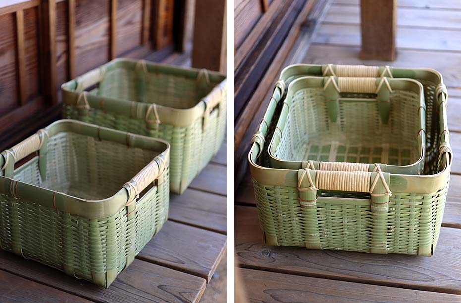 入れ子になる真竹御用籠（四角）