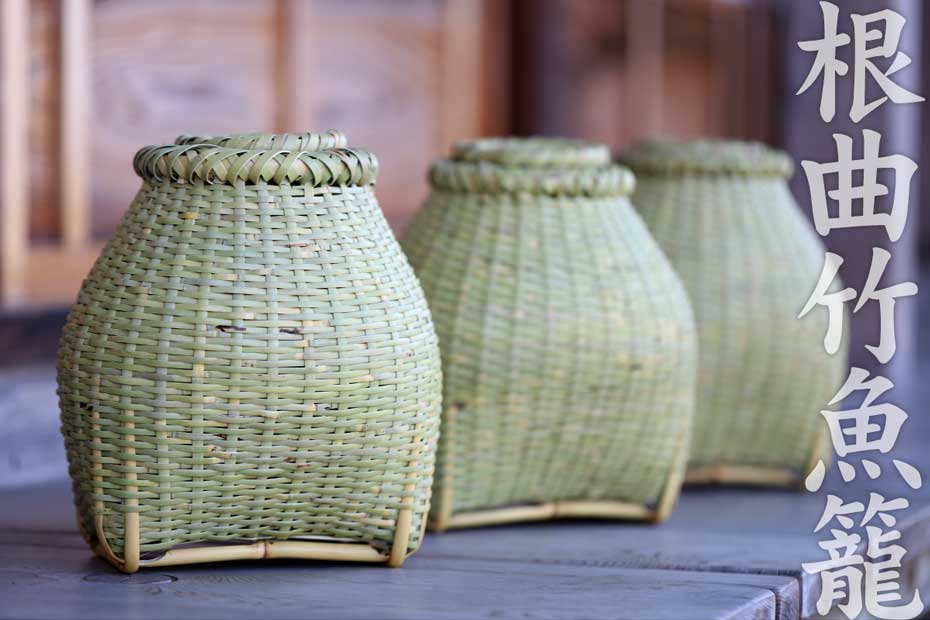 長く寒い冬をじっと耐え忍んだ根曲竹ならではの美しい形の根曲竹魚籠