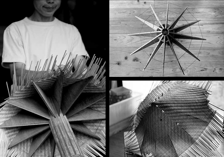 国産竹網代笠の製作に使う専用の木製型