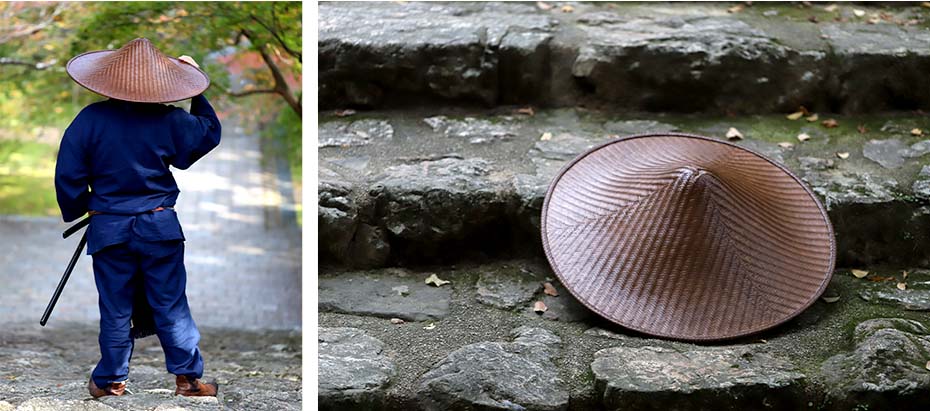 竹虎四代目と国産竹網代編み浪人笠