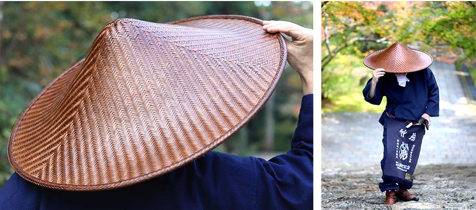竹虎四代目と国産竹網代編み浪人笠