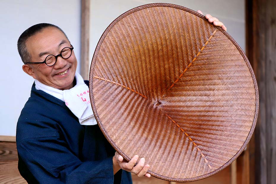 国産竹網代編み浪人笠の内側