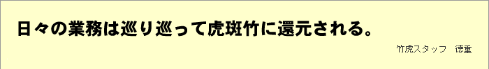 日々の業務は巡り巡って虎斑竹に還元される。