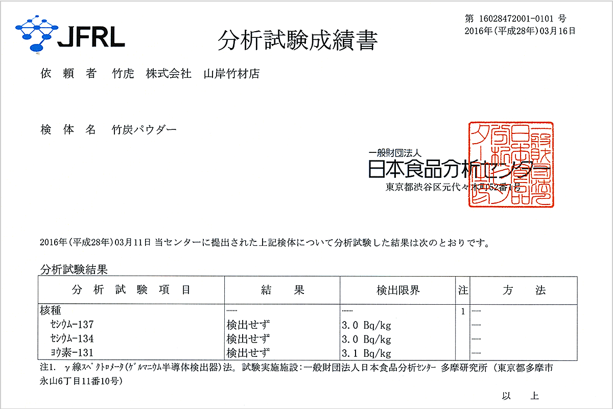 分析試験成績書