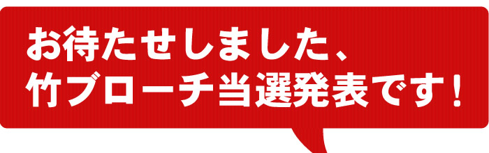 お待たせしました、竹ブローチ当選発表です!