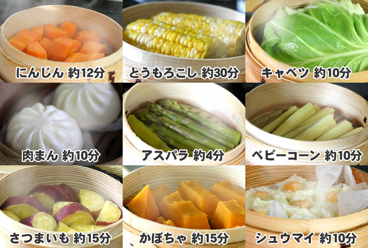 蒸し野菜の調理時間,蒸し時間