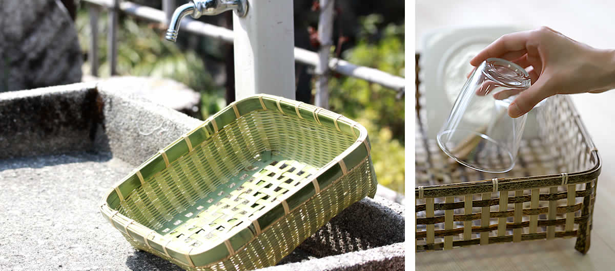 竹椀かごのある家～食器の水切り、収納かごとしての魅力～ | 虎斑竹 