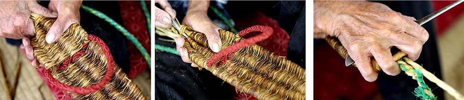 竹皮の編みを締める
