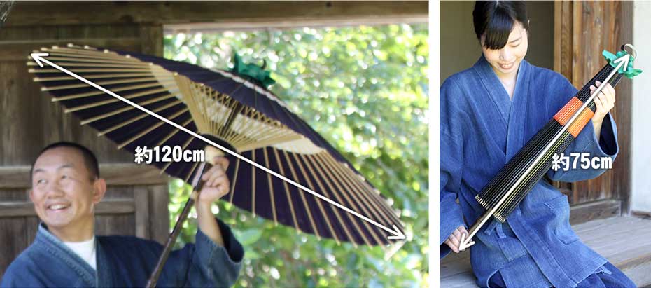 黒竹番蛇の目傘のサイズ