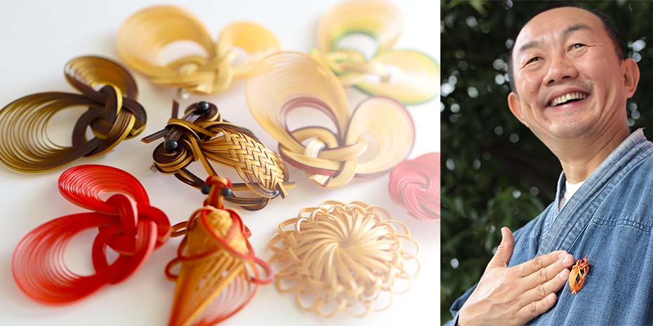 竹ブローチと竹虎四代目