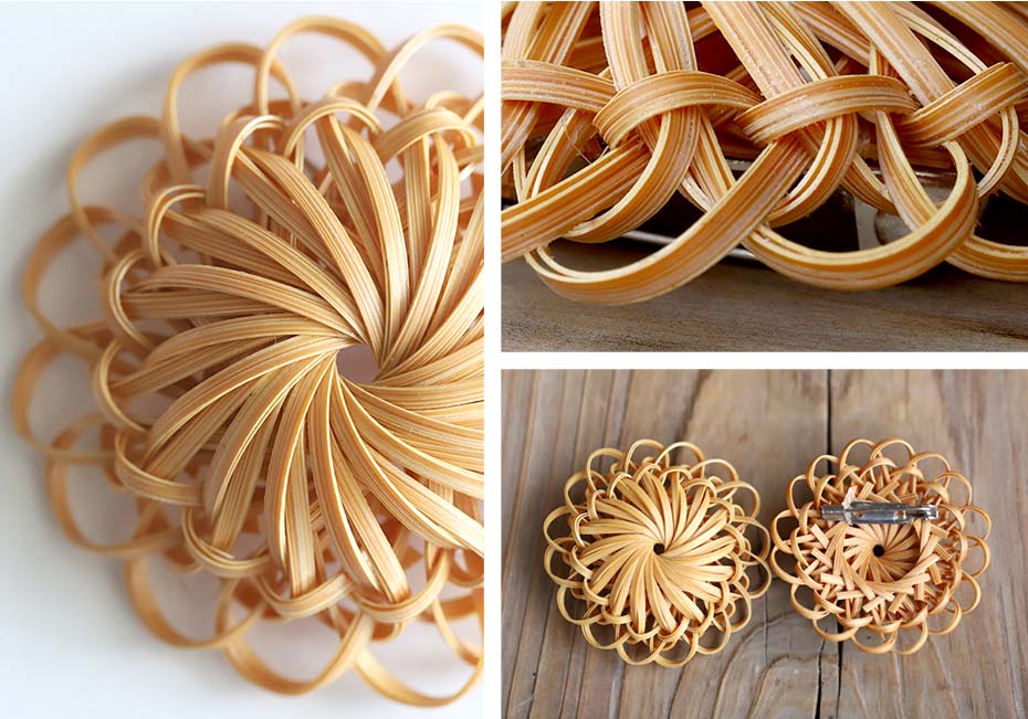 大輪の花竹ブローチの細部