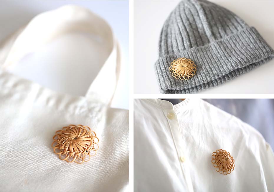 大輪の花竹ブローチのコーディネート