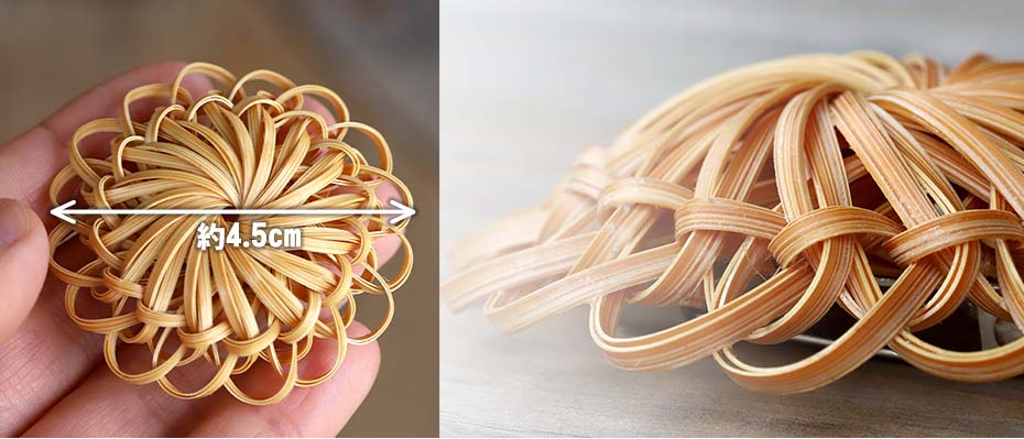 大輪の花竹ブローチのサイズ