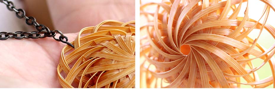 大輪の花竹ペンダントの竹の細部