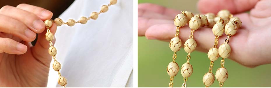 竹玉編みネックレス（白）の小粒が魅せる上品さ