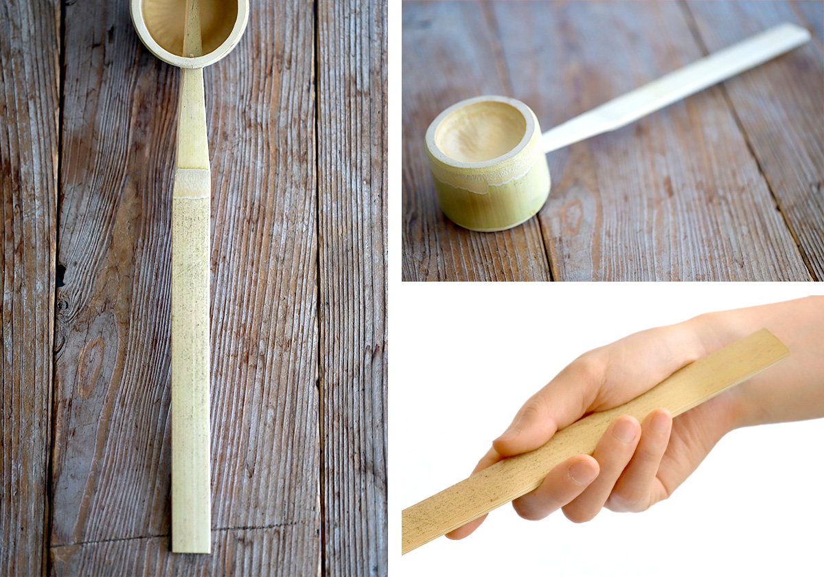 つくばい用竹柄杓（ひしゃく）の自然素材で手になじむ持ち手
