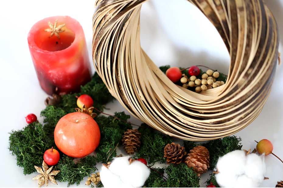 虎竹リースはクリスマス飾りにも最適