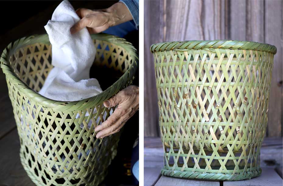 伝統の真竹洗濯籠（三角）