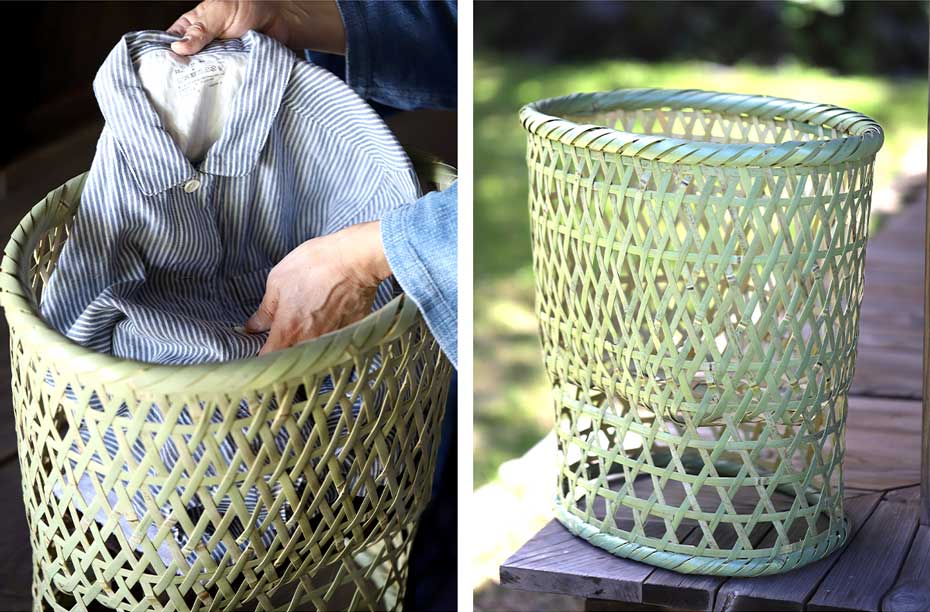 伝統の真竹洗濯籠（楕円）