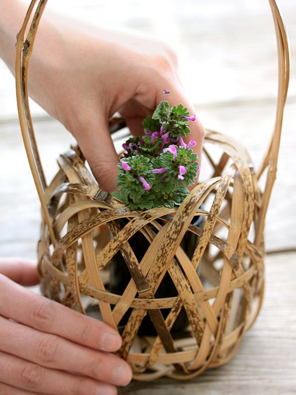 初めての花かご作り♪不器用な自分でも作れた！！