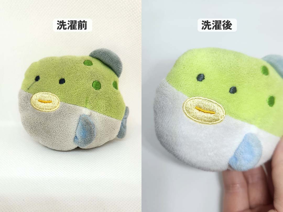 竹炭の洗い水でぬいぐるみを洗ってみました